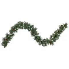 Northlight Real Touch&trade;️ Pre-lit Snow Valley Pine Artificial Christmas Garland - 9' x 10" - Clear Lights Green