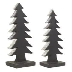 Diva At Home Set of 2 Gray Glitter Edging Christmas Tree Silhouette Tabletop Decor 22"