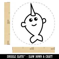 Adorable Narwhal Kawaii Doodle Self-Inking Rubber Stamp for Stamping Crafting Planners Sky Blue