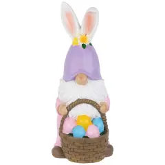 Northlight Easter Bunny Gnome with Egg Basket Figurine - 11.5" Pink