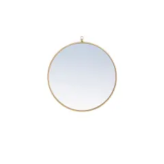 Metal frame Round Mirror with decorative hook 24 inch Brass finish