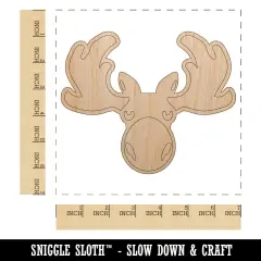 Grumpy Moose Head Unfinished Wood Shape Piece Cutout for DIY Craft Projects