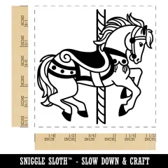 Fancy Carousel Horse Merry-Go-Round Self-Inking Rubber Stamp Ink Stamper Blue