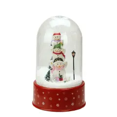 Northlight Lighted Musical Snowmen Glittering Christmas Snow Dome - 11.75" Red