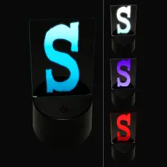 Letter S Uppercase Cute Typewriter Font 3D Illusion LED Night Light Sign Nightstand Desk Lamp