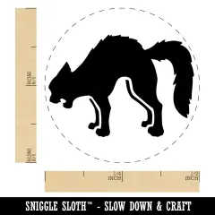 Scared Hissing Black Cat Halloween Self-Inking Rubber Stamp Ink Stamper for Stamping Crafting Planners Orange