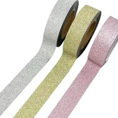 Wrapables Glitter and Shine Washi Tapes Decorative Masking Tapes (Set of 3) Glitter Pastel