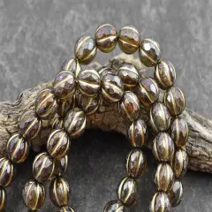 *20* 8mm Gold Washed Bronze Lustered Topaz Faceted Round Melon Beads