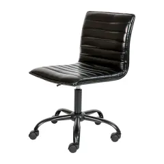 Merrick Lane Amelie Home Office Chair Ergonomic Executive Ribbed Low Back Armless Computer Desk Chair - Base, Frame & Border BlackVinyl/Black