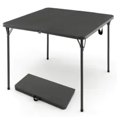 Folding Camping Table with All-Weather HDPE Tabletop and Rustproof Steel Frame Grey