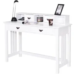 Costway Writing Desk Mission White Home Office Computer Desk 4 Drawer