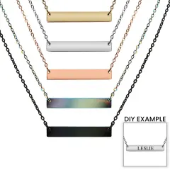 Blank Polished Bar Stainless Steel Necklace Black