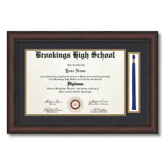 ArtToFrames 11x17 inch Diploma Frame with Tassel Opening - Framed with Black and Gold Mats, Comes with Regular Acrylic and Sawtooth Hanger for Wall Hanging (DT-11x17)