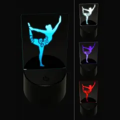 Yoga Pose Natarajasana Dancers Pose 3D Illusion LED Night Light Sign Nightstand Desk Lamp