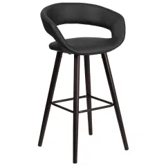 Merrick Lane Plath Wood Ultramodern Bar Counter Stool With Upholstered Seat Black