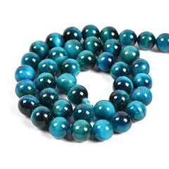 60 Pieces 6mm Natural Aquamarine Tiger's Eye Gemstone Round Spacer Loose Stone Beads for Jewelry Making 15.5" 1 Strand (Aquamarine Tiger's Eye, 6mm 60Beads)