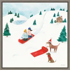 Winter Scene IV Dogs by Jenaya Jackson Canvas Art Framed