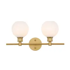 Collier 2 light Brass and Frosted white glass Wall sconce