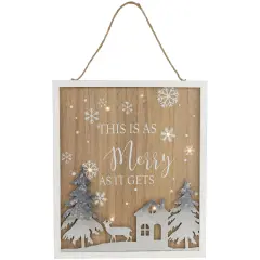 Northlight Lighted "This Is As Merry As It Gets" Christmas Wall Sign - 13.75" Brown