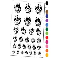 Grizzly Bear Head in Claw Paw Temporary Tattoo Water Resistant Fake Body Art Set Collection Orange