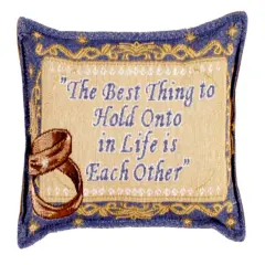Simply Home 12" Blue and Yellow Entwined Gold Wedding Bands Rectangular Throw Pillow
