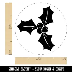 Christmas Holly Self-Inking Rubber Stamp for Stamping Crafting Planners Blue
