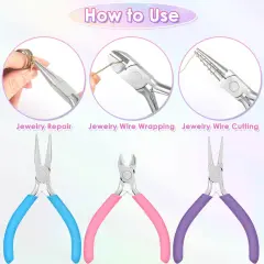 Jewelry Pliers Set by Shynek - Includes Needle Nose Pliers, Round Nose Pliers, and Wire Cutters for Jewelry Making, Repair, Wire Wrapping, Beading, and Crafts