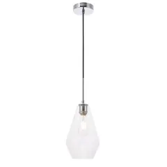 Gene 1 light Chrome and Clear glass pendant