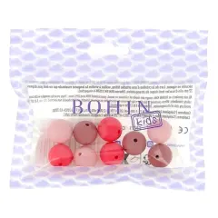 Bohin Round Silicone Beads 9/Pkg-PINK ASSORTMENT 15MM