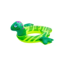 Swim Central 24" Inflatable Green and Yellow Dinosaur Swim Ring Tube Pool Float