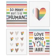 Big Dot of Happiness So Many Ways to Be Human - Unframed Pride Linen Paper Wall Art - Set of 4 - Artisms - 8 x 10 inches