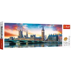 Panorama 500 Piece Jigsaw Puzzles, Big Ben and Palace of Westminster, London, Sunset, Puzzle of England, Adult Puzzles, Trefl 29507