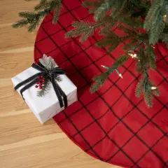 Northlight 48" Red Flannel Christmas Tree Skirt with Buttons