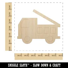 Fire Truck Engine Fireman Firefighter Symbol Unfinished Wood Shape Piece Cutout for DIY Craft Projects