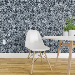 Peel & Stick Wallpaper 2FT Wide Animal Print Dark Blue Graphic Lines Minimalist Modern Abstract Custom Removable Wallpaper by Spoonflower