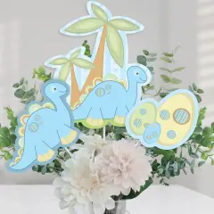 Big Dot of Happiness Baby Boy Dinosaur - Baby Shower or Birthday Party Centerpiece Sticks - Table Toppers - Set of 15