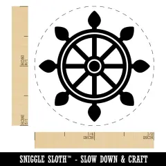 Ship Boat Wheel Nautical Self-Inking Rubber Stamp for Stamping Crafting Planners Orange