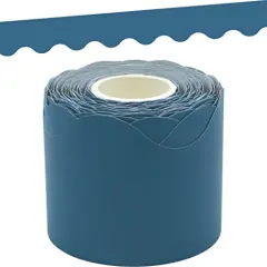 Slate Blue Scalloped Rolled Border Trim - 50ft - Decorate Bulletin Boards, Walls, Desks, Windows, Doors, Lockers, Schools, Classrooms, Homeschool & Offices