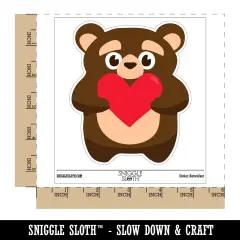 Cautious Bear with Heart in Hands Waterproof Vinyl Phone Tablet Laptop Water Bottle Sticker Set - 5 Pack