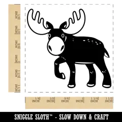 Cartoon Moose Self-Inking Rubber Stamp Ink Stamper Black