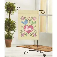 HerrschnersLovebirds Porch Flag Stamped Cross-Stitch Kit Multicolor
