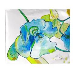 Betsy Drake Blue Hibiscus Fleece Throw Multicolor