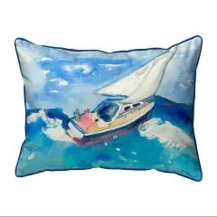 Betsy Drake Sailboat Large Indoor/Outdoor Pillow 16x20 Multicolor