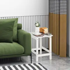 14 Inch Square Weather-Resistant Adirondack Side Table White