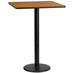 Emma and Oliver 24" Square Laminate Table Top with 18" Round Bar Height Table Base Natural