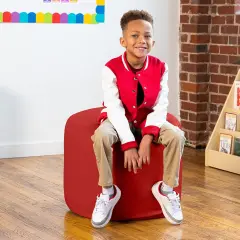 Mallo Modular Pouf Classroom Bean Bag Seat, Premium Vinyl - Submarine Grey Red