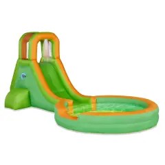 Sunny & Fun Inflatable Water Slide & Water Slides for Kids Backyard with Air Pump & Carrying Case Green