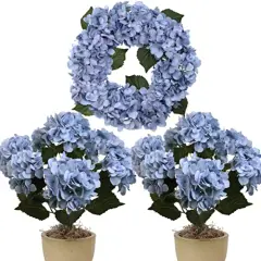 20" Blue Hydrangea Stems - 2-Pack Lifelike Artificial Flowers, Perfect for Bouquets, Centerpieces & Home D&eacute;cor - Elegant Spring & Wedding Accents, Floral Home by Artificial Flowers