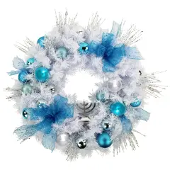 Northlight 24" Pre-Decorated Menorah Artificial White Pine Hanukkah Wreath