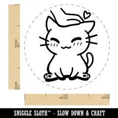 Satisfied Cat Kitty Headpat Self-Inking Rubber Stamp Ink Stamper for Stamping Crafting Planners Orange